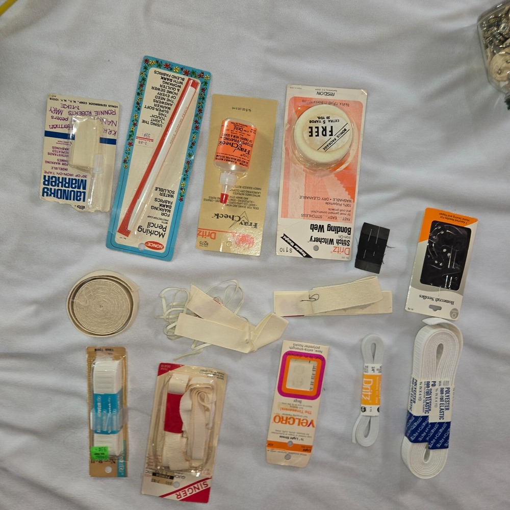 Vintage Sewing Accessories 80+ Zippers Elastic Jean Pockets Snaps Needles Rulers - Picture 16 of 16
